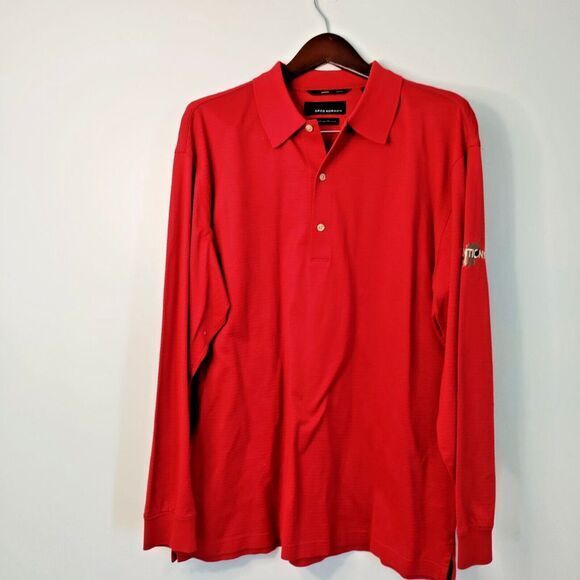 Greg Norman Men L Golf Polo Salmon‎ 50/2 Double Mercerized Long Sleeve Athletic - Picture 1 of 7